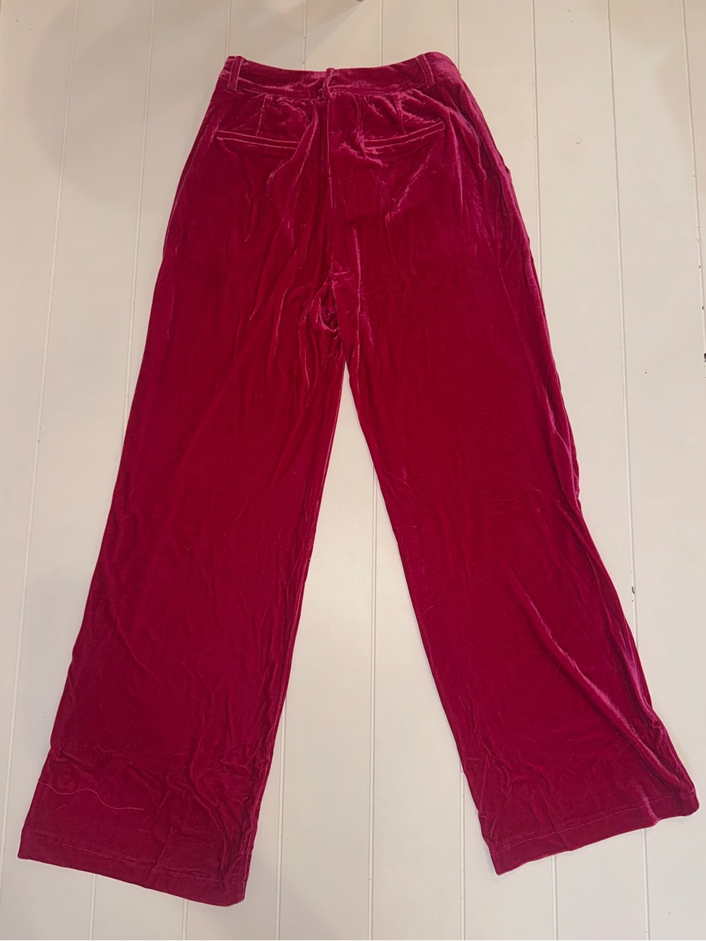 NWT Entro Wide-Leg High-Rise Velvet Pants in Fuchsia Sz S,M,L - Picture 7 of 10